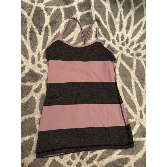 Purple and Gray Striped Lululemon Power Y Tank - Picture 1 of 3